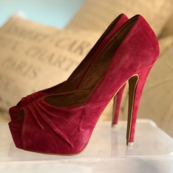 Red suede platform - Picture 3 of 4